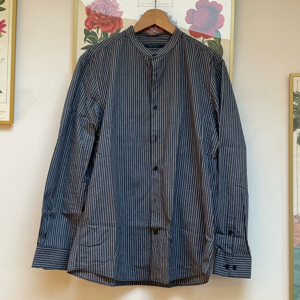 Perry Ellis Collarless Button Down